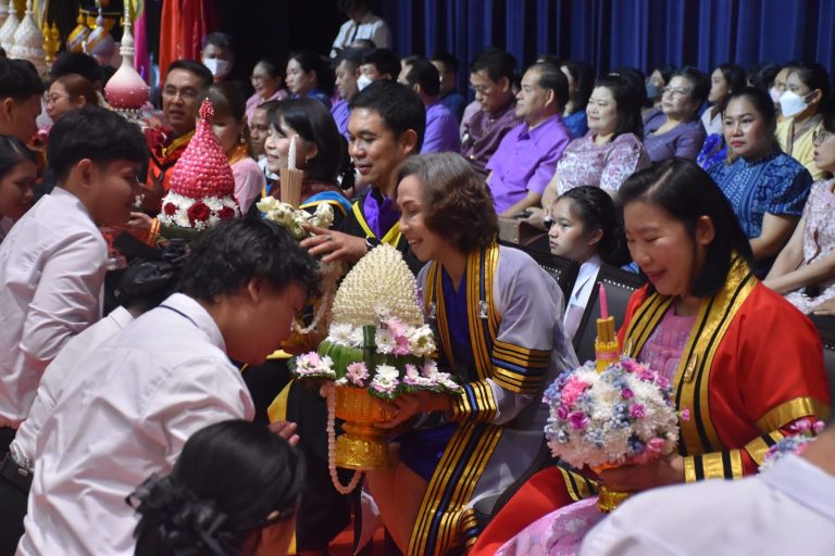 ผศ.พรรณนิภา เดชพล คณบดีคณะวิทยาการจัดการ พร้อมด้วยรองคณบดี คณาอาจารย์ บุคลากร และนักศึกษา คณะวิทยาการจัดการ เข้าร่วมพิธีไหว้ครูมหาวิทยาลัย โดยมี ผศ.ดร.กันยา บาร์นท์ อธิการบดีมหาวิทยาลัยราชภัฏเทพสตรี เป็นประธานในพิธีพิธีไหว้ครูนักศึกษาภาคปกติ ประจำปีการศึกษา 2568